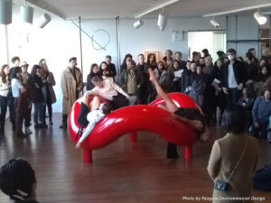 Dancers reacting to Noguchi's Play Sculpture